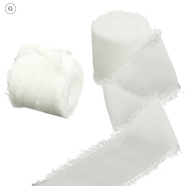Frayed Edged Wrinkle Chiffong Silk Ribbon Handgjord Ripped Weddin G