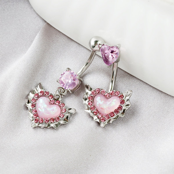 Hjärta Belly Button Rings Rosa Dammode Belly Ring Dangle N A