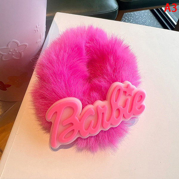 Barbie Bow Knot Plysch hårslinga tjejer Rosa hårrep Huvudbonader A A3