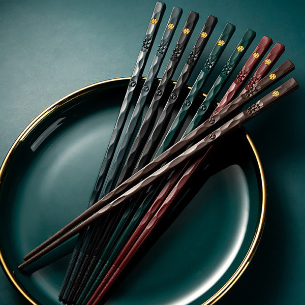 5 Par pinnar Sushi Sticks Återanvändbara Metal n stick A2