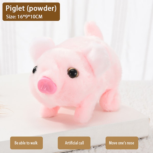 Elektrisk plysch Piggy Toy Simulerad Pig Doll Walk Bark Tail Wagg Pink