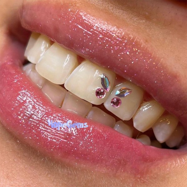 4st Dental Gems Clear Crystal Tooth Gem Ornament Smycken Nytt Navyblue