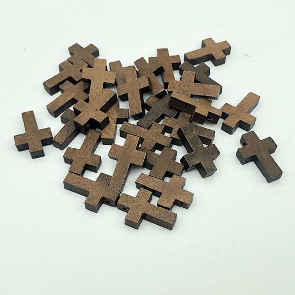 50 st Cross Beads Trädekorationer Hängsmycken Trä DIY C MIX