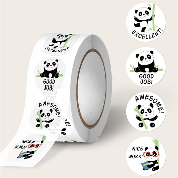 500 st 2,5 cm e Animal Panda Etikettetiketter Rulle för kuvert Se