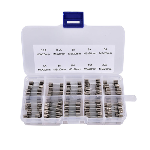 100 st/ set 5x20 mm snabbblåsande glasrörsäkring Diverse kit Snabbt 5x20 mm