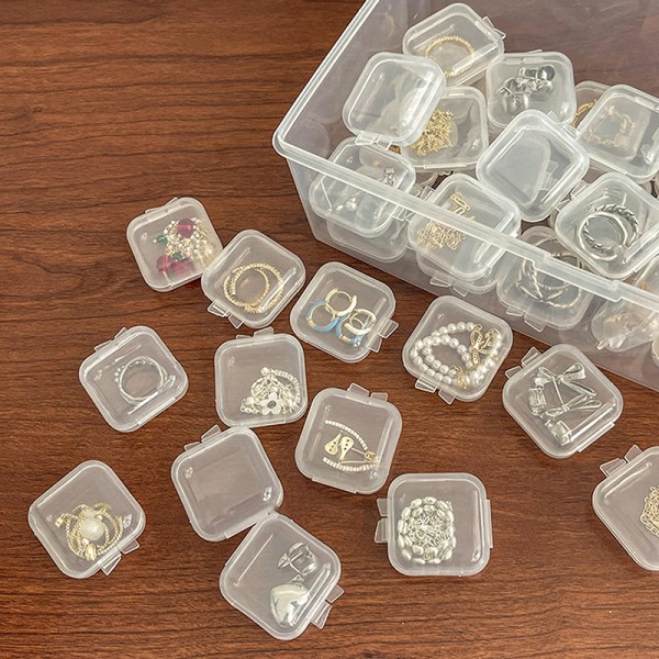 10 st genomskinlig smyckeskrin Plastpärlförvaring hantverksbehållare E