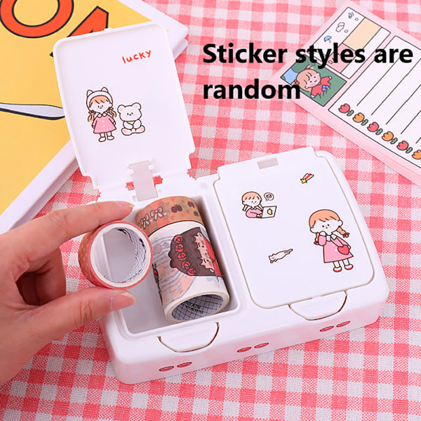 e Plastknapp Skrivbordsförvaringsbox Smycken Organizer Case Wit Double grid With sticker