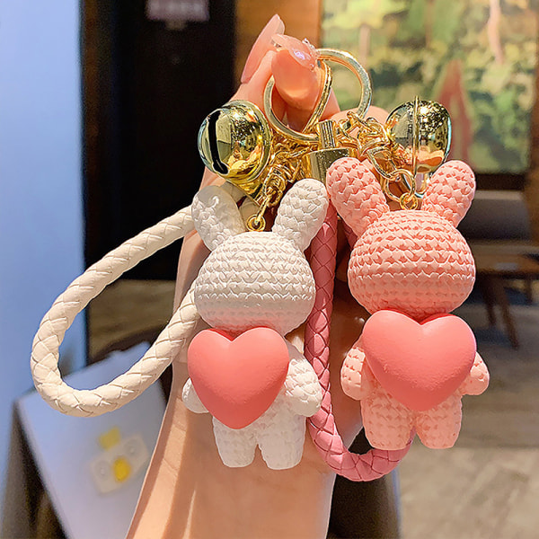 Peach Heart Woven Love Key Cha. Par Skolväska Bilnyckel Cha A5