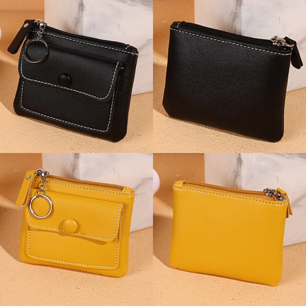 Enfärgad kort plånbok PU-läder Kvinnor Handväska Money Bag Blue