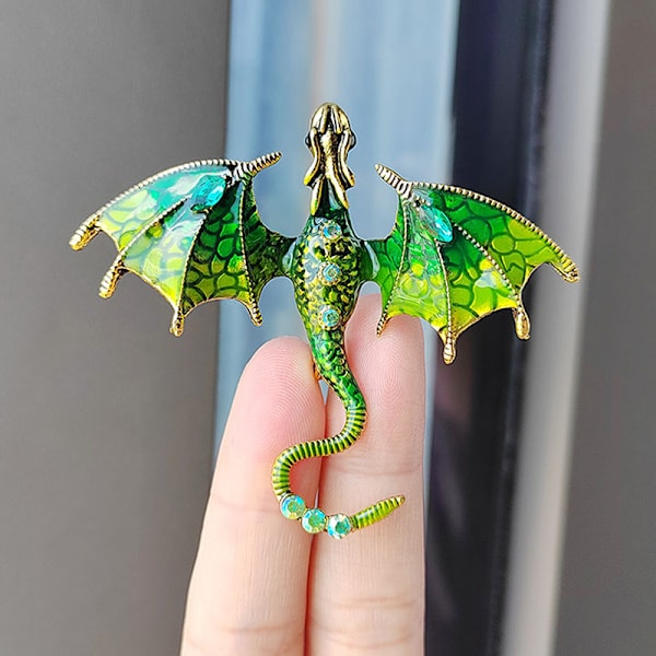 Mode Rhinestone Emalj Flying Dragon Broscher För Kvinnor Clot C