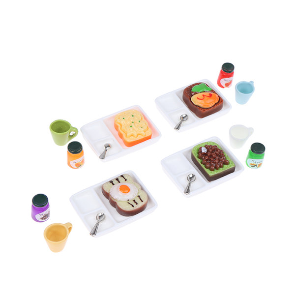1/12 Dockhus Miniatyr Rostat bröd och sylttallrik Set Dekoration enl A4
