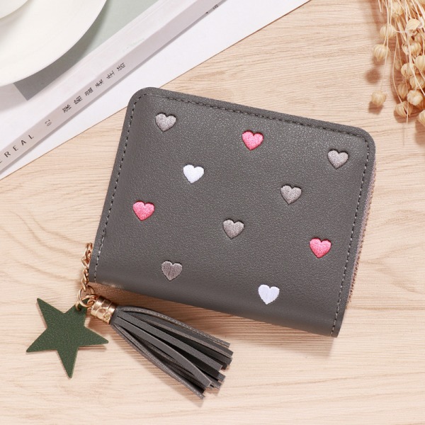 Liten plånbok för damer Mini Tofsplånbok Gray