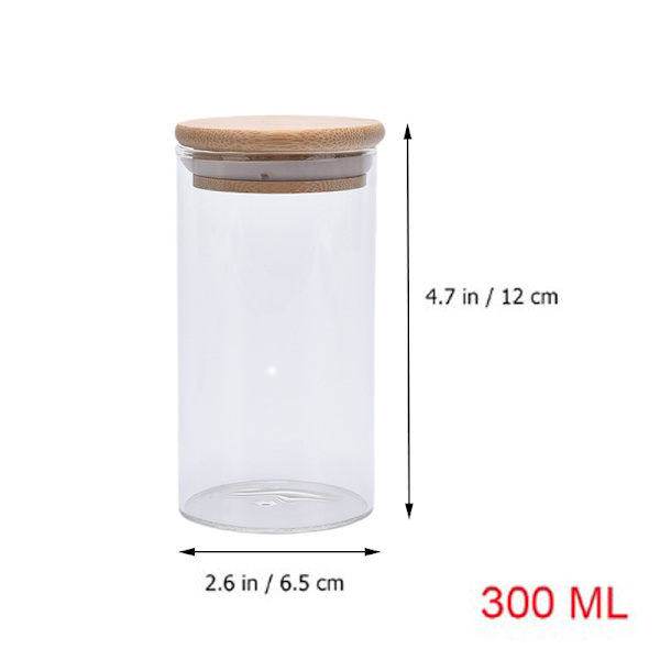 Glasburk med bambulock förseglad behållare Förvaringsflaskor forts 65*120mm