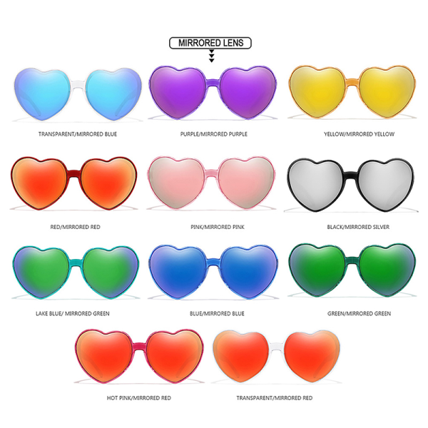 Färgglada belagda Kärlekssolglasögon Sommarfestdekoration Kvinnor E A11