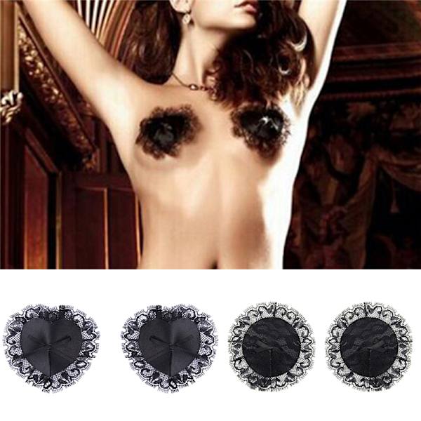1 par Multi Shape Återanvändbar självhäftande BH Nipple Cover Pad Black Round,8*8cm