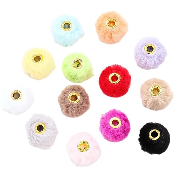 10st pälsbeklädda bollpärlor med raka hål Berlocker DIY Pompom Pe A7