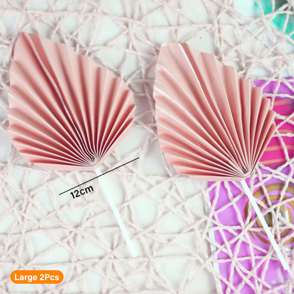 2st Pappersfläkt Cake Topper Guld Palmblad Födelsedagsfest Decora Pink L