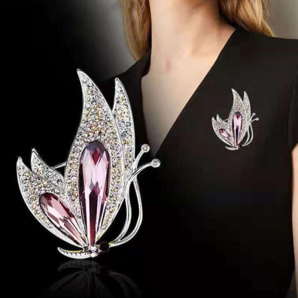 Lila Crystal Brosch Temperament Butterfly Light Luxury Rhines
