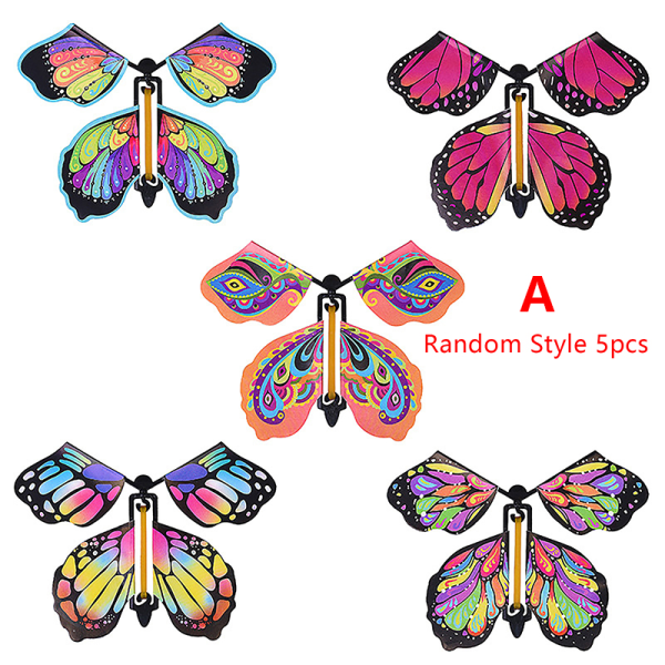 5 st Magic Clockwork Flying Butterfly gummiband Driven Magic A