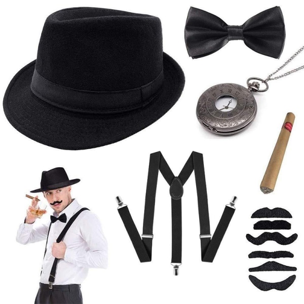Halloween 1920-tals Cosplay-kostym Gatsby Masquerade Hat Pocket Wa B