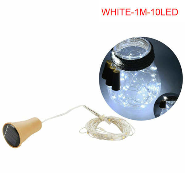 Solenergi Vinflaska Lampor LED Strings Koppartråd Hem Pa White-1M-10LED