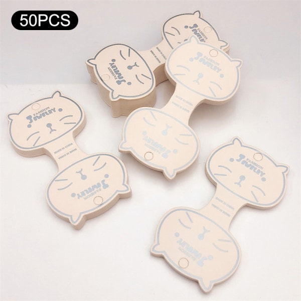 50 st Cat Face Kraft Paper Packing Tag Cards Handgjorda hårsmycke