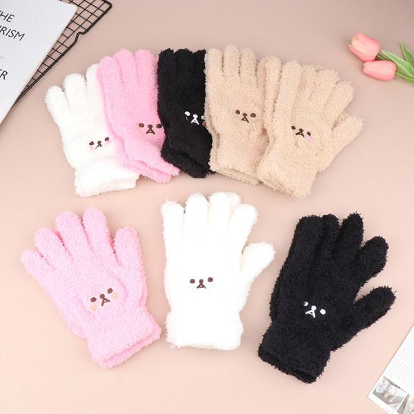 Ljuvliga Coral Velvet Furry Gloves Vinter Mångsidig Plysch Thicken A8