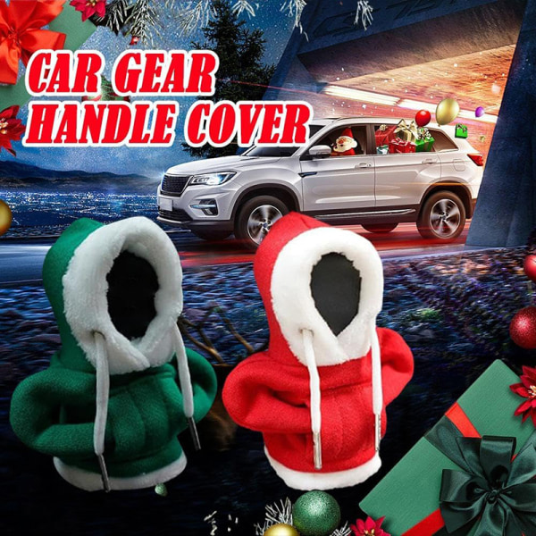 Christmas Car Shift Knob Cover Hoodies-Car Gear Shift Knob Cove Red