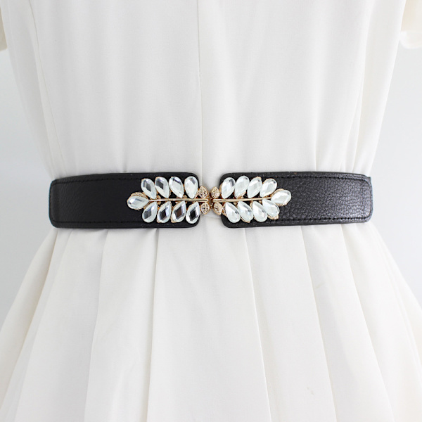 Dammode Elastisk Stretch midjeband Kristallbälte Cinch Wai A2
