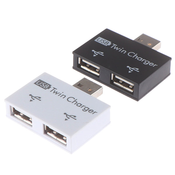 USB2.0 hane till dubbel laddare Dual 2-portars USB splitter White