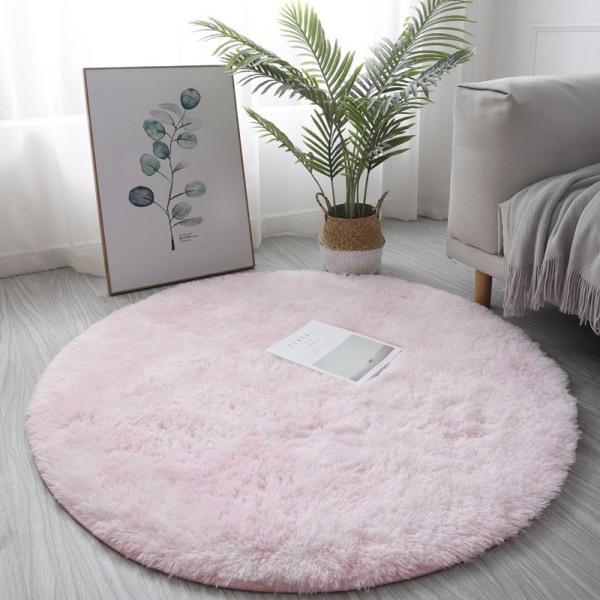 Lyxiga runda mjuka faux fårskinnspäls mattor Tvättbar ull Be Pink 40*40cm