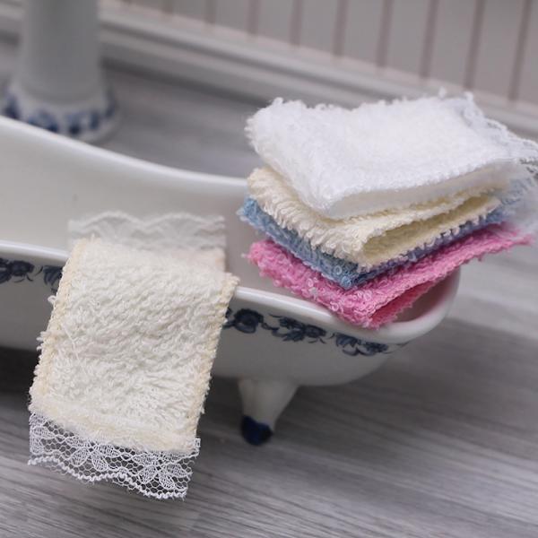 Dollhouse Mini Badrum Spetshandduk Docka Badrum Badhandduk Sho A3