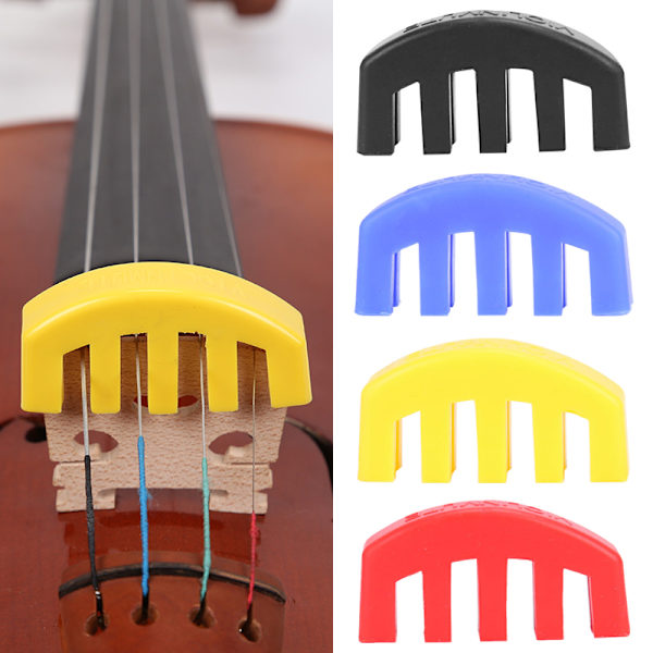 Gummi Violin Mute Ljuddämpare för 4/4 3/4 1/2 Violino Practice Ac Yellow