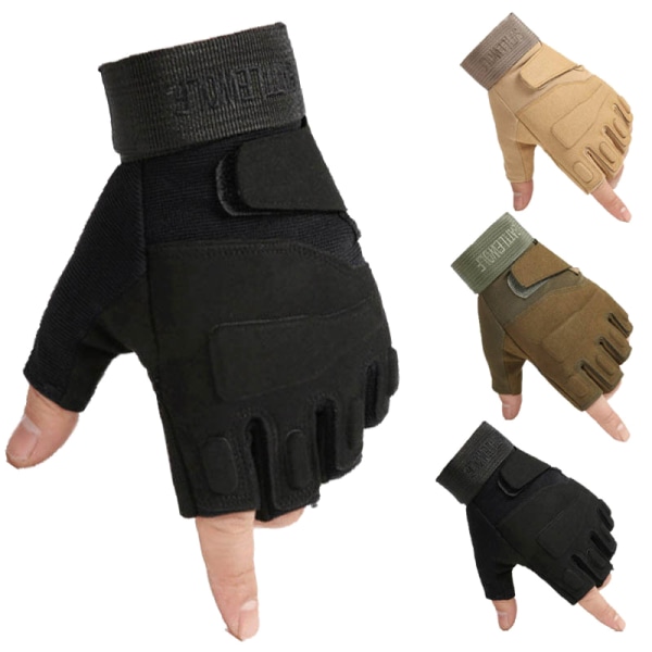 Utomhus taktiska handskar Sporthandskar Half Finger Military Men black L