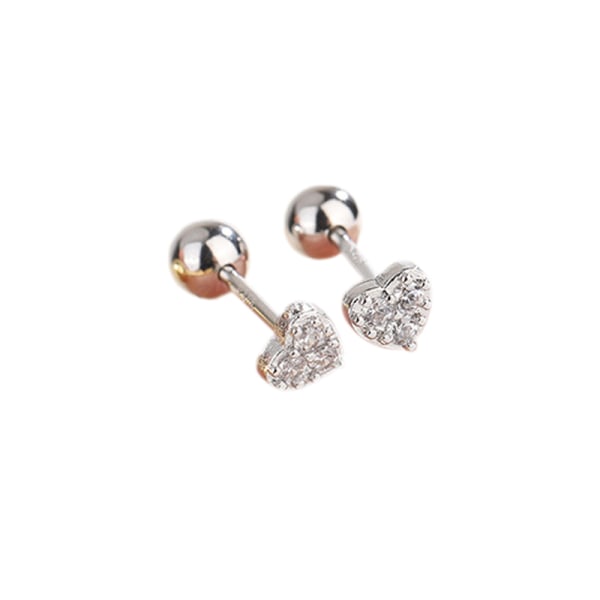 1 Par Mini Hearts Ear Bone Nail Spiral Stud örhängen för kvinnor Silver