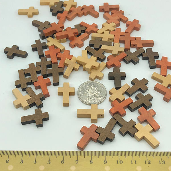 50 st Cross Beads Trädekorationer Hängsmycken Trä DIY C MIX