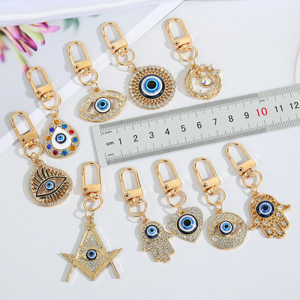 Rainbow Evil Eye Hand Keychain Nyckelring för Blue Eye Bag Car Bo A8