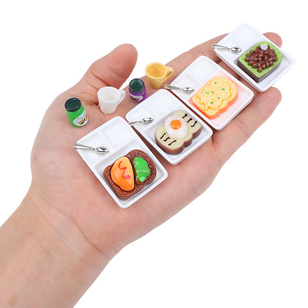 1/12 Dockhus Miniatyr Rostat bröd och sylttallrik Set Dekoration enl A4