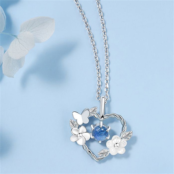 Utsökt blomma hjärta hänge halsband för kvinnor Crystal Zirco A2