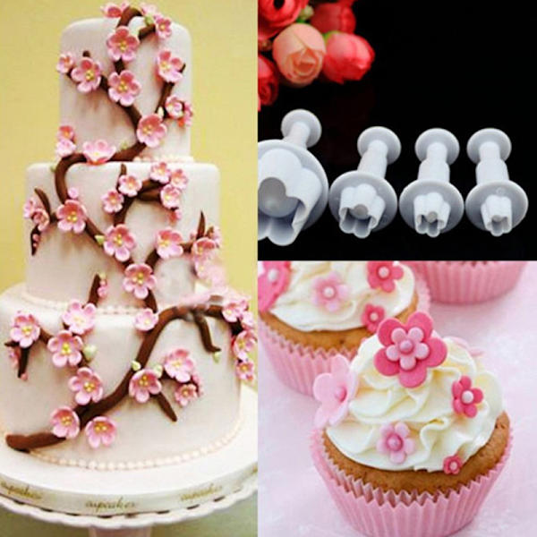 4st Plommonblommafondantkaka ter Form Decoratin