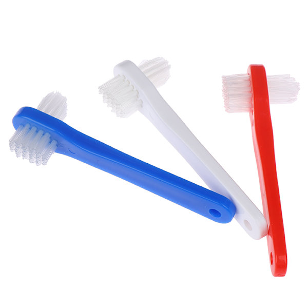 T-formad protes Dedikerad borste Tandborste Dual Head False Teet Blue