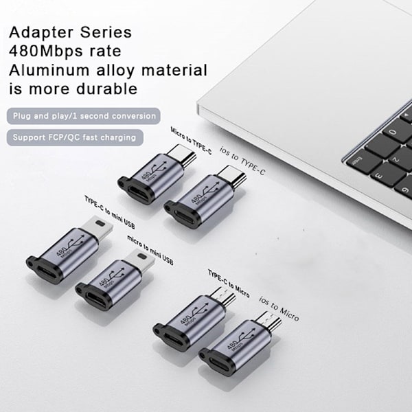 Usb-C till Micro USB Mini USB Adapter Typ-C hona till mikro USB F