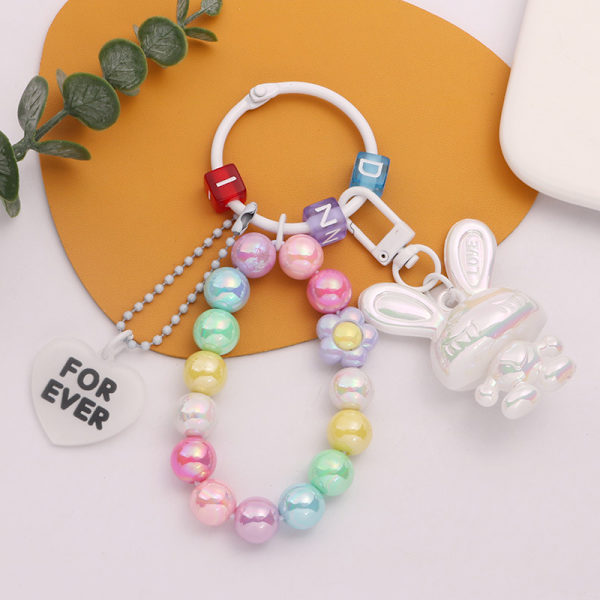 Creative e Candy Color Acrylic Key Ring Beaded Letter Cubic Ke A2
