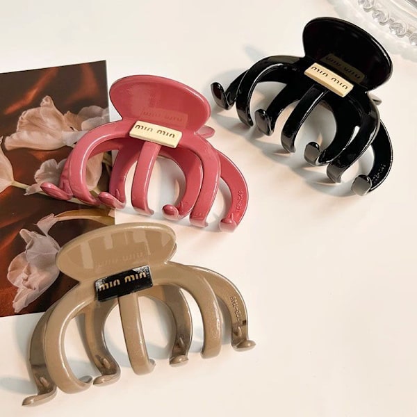 Färg Stor storlek Hårklämma Elegant Daily All-Match Hårklämma Sim beige