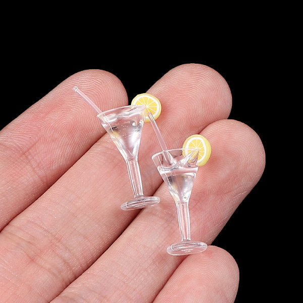 2ST 1:12 Dollhouse miniature Drick citronsaft Bägare Kök Enl