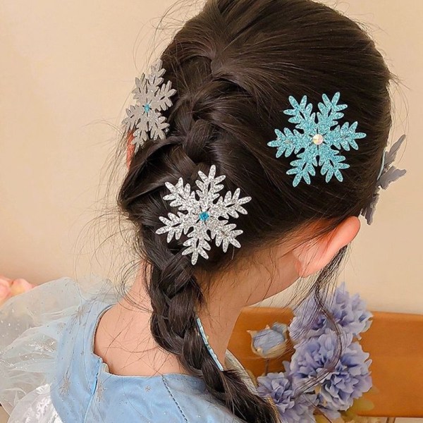 2023 2ST Fashion Princess Snowflake Girls Härliga hårnålar Chil White 2
