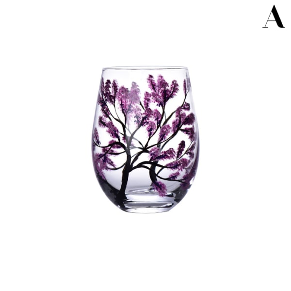 Four Seasons Trees Wine Glasses Goblet Creative Printed Round G the spring