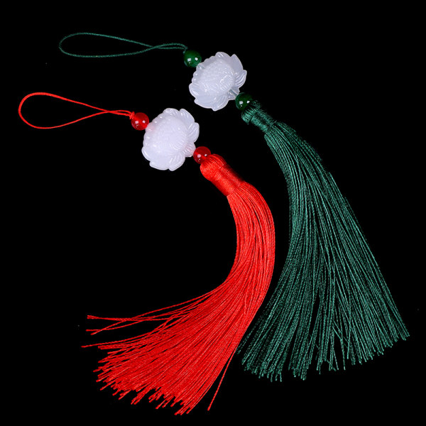 Retro vit Jade Lotus tofs Fringe DIY Alloy Craft Tofs Ac Red