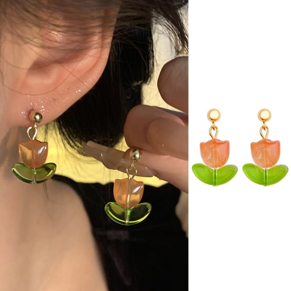 1 Par Creative Classic Tulip Earrings e Sweet Flower Pendant Ea Yellow