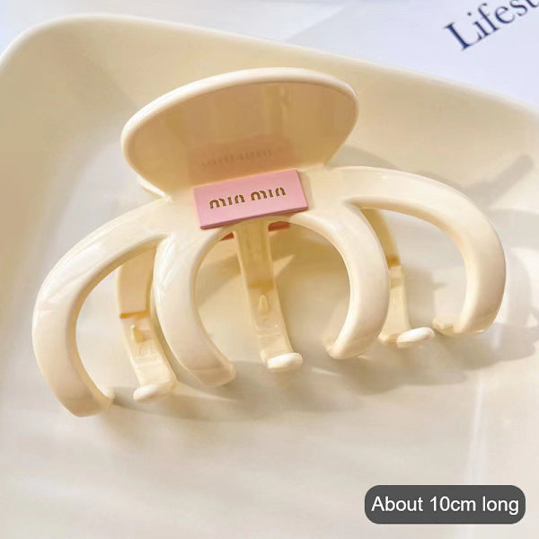 Färg Stor storlek Hårklämma Elegant Daily All-Match Hårklämma Sim letter beige